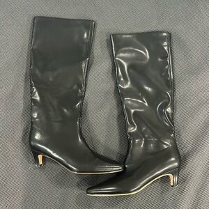 Black Kitten Heel Tall Boots